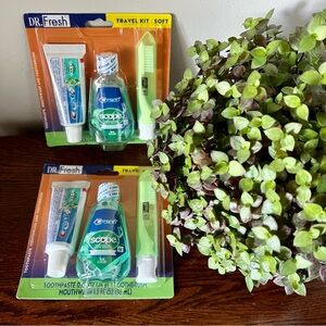 DR. FRESH CREST 3 PIECE DENTAL TRAVEL KIT 2 PACKAGES
